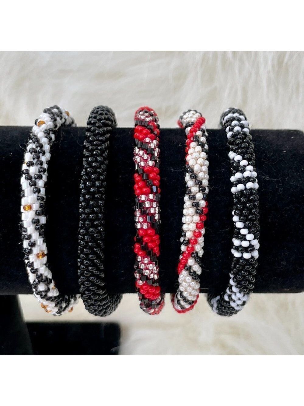HAND CRAFTED in Nepal Beaded Bracelets (set of 5) #625